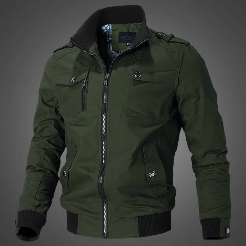 Mens Bomber Jacket Cotton Pilot Coat  Men  Cargo Jackets New Hot Outwear Stand C - £160.81 GBP