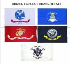 3X5 Military 5 Branches Armed Forces DOUBLE SIDED Nylon FLAG Set Flags LICENSED - £114.39 GBP