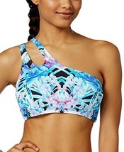 NEW BAR III Blue Hot Tropics Croped One Shoulder Bikini Swimwear Top M Medium - £15.02 GBP