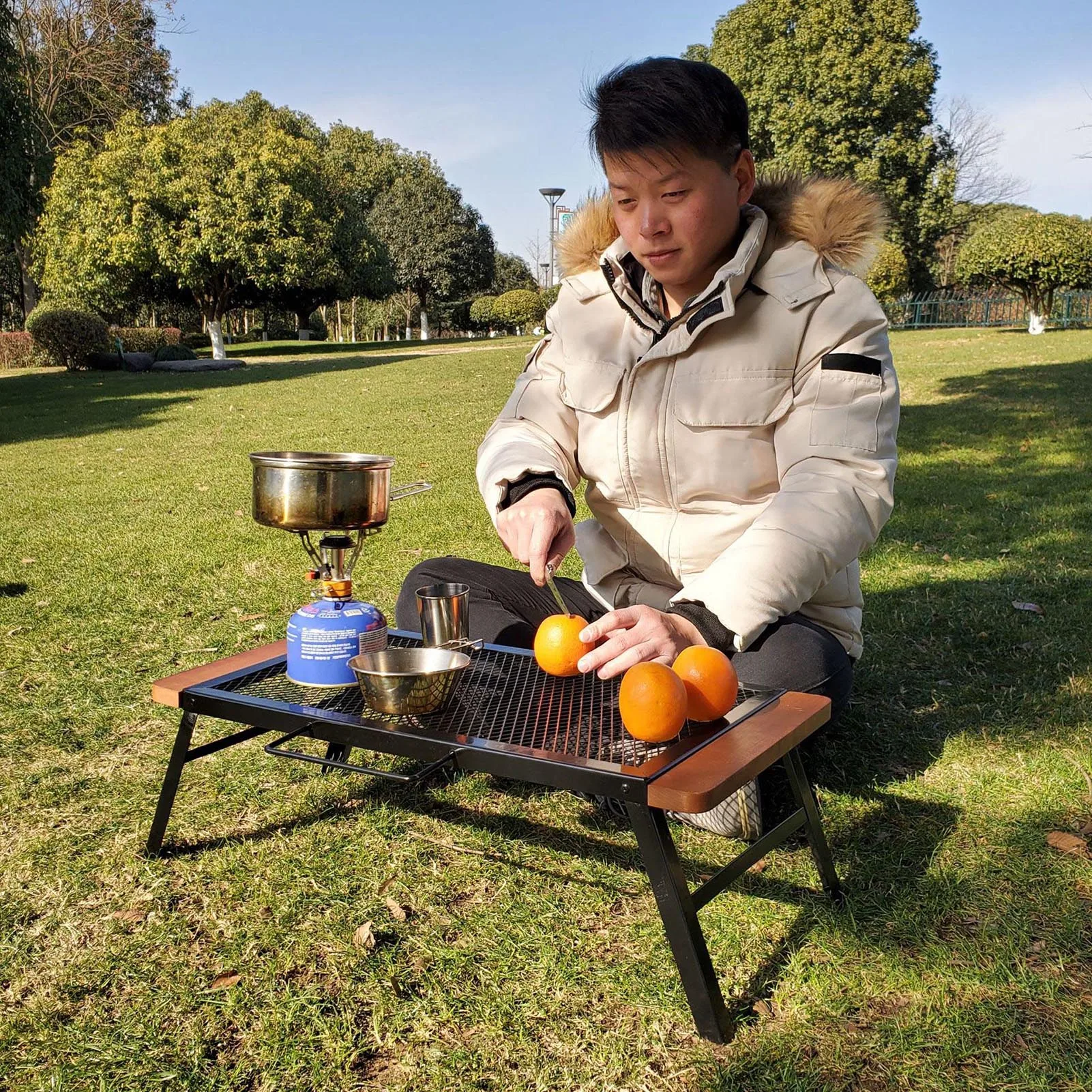 Sporting New Outdoor Anti-scalding Barbecue Iron Table Convenient Folding Net Ta - £32.25 GBP