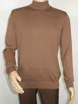 Men's Sweater Knit By BRANGO Turkey Mock Neck Cotton Blend 21050 Coffee image 8