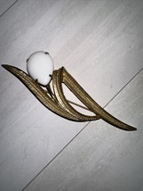 Vintage Sarah Coventry Brooch Pin Milk Glass Prong Set Flower Statement 4 inch - $12.19