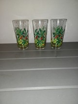 Vintage KIG INDONESIA Drinking Glass Tumblers FRUIT BERRIES 1960s 16 oz ... - $27.99