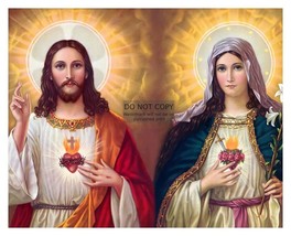 JESUS CHRIST SACRED HEART &amp; SAINT MARY CHRISTIAN 8X10 PHOTO - £6.67 GBP