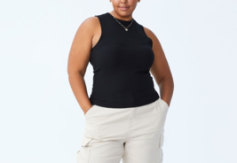 Cotton On Womens Trendy Plus Size Curve waffle Tank Top Black Size 20 B4HP - £15.98 GBP