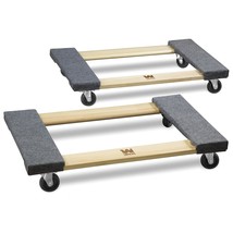 WEN 1320 lbs. Capacity 18 in. x 30 in. Hardwood Furniture Moving Dolly, Two Pack - £68.10 GBP