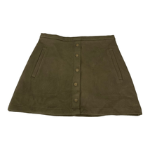 HYFVE Women&#39;s Green Faux Suede Front Button Mini Skirt Size Size Large - £18.98 GBP