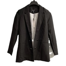 Nicole Miller Blazer Womens XS Black Structured Open Front Button Detail... - $28.90