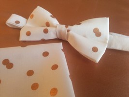 ROSE GOLD POLKA Dot Bowtie, tie or pocket square- Boy, Men, Big and Tall... - $11.50