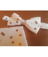 ROSE GOLD POLKA Dot Bowtie, tie or pocket square- Boy, Men, Big and Tall... - £9.08 GBP