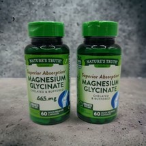 2x Magnesium Glycinate 60 Capsules Each 665mg Chelated Buffered EXP 7/26 - £23.29 GBP