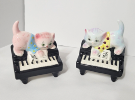 Vtg Kitty Cats On Piano Pink Blue Japan ESD Salt &amp; Pepper Shakers St Thomas Can - £38.70 GBP