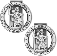 St Christopher Medal for Car Silver Saint Christopher Visor Clip Religious Car M - £9.97 GBP