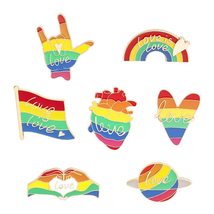 Lapel Metal Denim Flag Rainbow Pride Enamel Pins Brooch Pins - £11.58 GBP