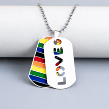 Stainless Steel Rainbow PRIDE / LOVE Necklace - £9.43 GBP