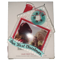 2018 Hallmark Our First Christmas Ornament Photo Holder Cottage House Frame - $12.75