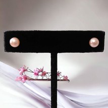 Genuine Pearl Earrings 8mm Stud Mini Pink Coral Color Classic Elegant Bride Prom - £23.80 GBP