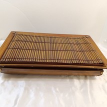 Vintage 2 Piece Lightweight Bamboo Rectangular Shaped Tray with Handles MCM - £69.43 GBP