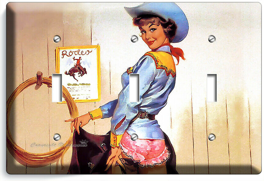Pinup Rodeo SEXY RETRO COWGIRL PINUP RODEO GIRL LIGHT SWITCH OUTLET WALL PLATE ROOM ...