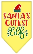 Santa&#39;s Cutest Elf Screen Print Bandana Yellow Size Large - £9.26 GBP