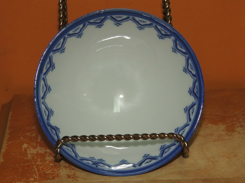 Porcelain Bowl 4.25" White& Cobalt Blue boys chasing butterflies Jap ID: 500 Item image 6