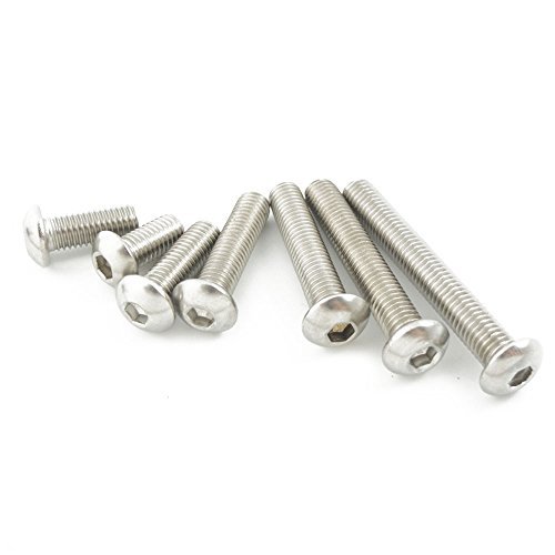 Bluemoona 5 Pcs - Metric Thread M10 Stainless Steel Button Head Hex Socket Cap S