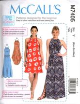 McCall&#39;s M7405 Misses XS to M Learn to Sew Easy Dress Sewing Pattern Uncut - £11.86 GBP
