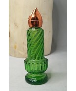 AVON Glass Christmas Candle 4.5” Tall 1970s Green No Box Moonwind Cologn... - $7.71