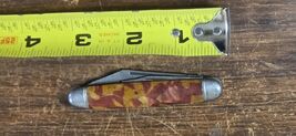 Vintage Folding Camping Knife With Patterned Handle 1 Blade - $14.85