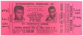 Muhammad Ali vs Sonny Liston May 25 1965 Arena Row F Full Ticket - £116.29 GBP