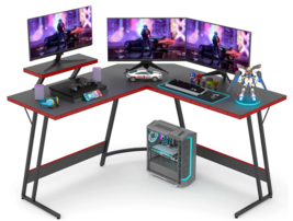  L-Shaped Gaming Desk 51 Inches Corner Office Desk with Removable Monitor Riser  - £94.66 GBP