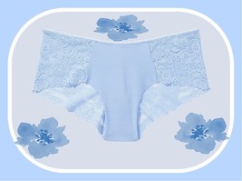 XXL  Blue Floral Side Full Back Lace NOSHOW Victorias Secret PINK Cheeky Panty - £9.90 GBP