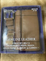 Stone Mountain Genuine Leather Belt w/Phone Case and Money Pouch Brown M(34-36) - £31.11 GBP