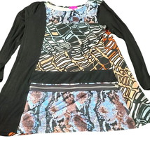 Max &amp; Rina Womens Tunic Multi Color Size Large Polyester Blend Stretch Zipper - $12.35