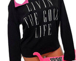 PINK x DREAMR livin the good life long sleeve Crewneck Tee black NWT SIZ... - $15.74