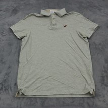 Hollister Shirt Mens XL Gray Polo Knit Chest Button Short Sleeve Collare... - £17.90 GBP