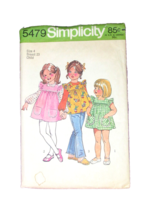 SIMPLICITY 5479 girl's size 4 smock dress or top and blouse (sew drwr) - $3.50