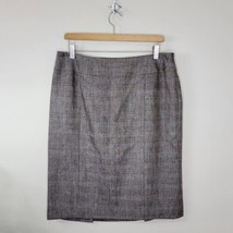 Lafayette 148 New York | Brown Subtle Plaid Straight Wool Blend Skirt, s... - £99.75 GBP