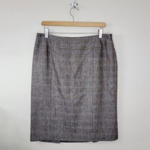 Lafayette 148 New York | Brown Subtle Plaid Straight Wool Blend Skirt, s... - £98.14 GBP