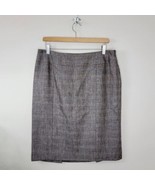 Lafayette 148 New York | Brown Subtle Plaid Straight Wool Blend Skirt, s... - £99.63 GBP