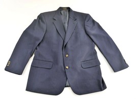 Oscar de la Renta Mens Navy Blue 2 Gold Button 100% Wool Blazer Jacket Size 43 L - £29.90 GBP