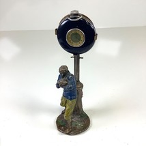 Vtg Football Player Cast Metal Pocket Watch Holder Display Stand 1940s? + Watch - £130.41 GBP