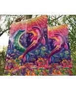 2 Lisa Frank Dancing Dolphins Folders Glittered Hearts Bubbles 3 Holes P... - £9.39 GBP