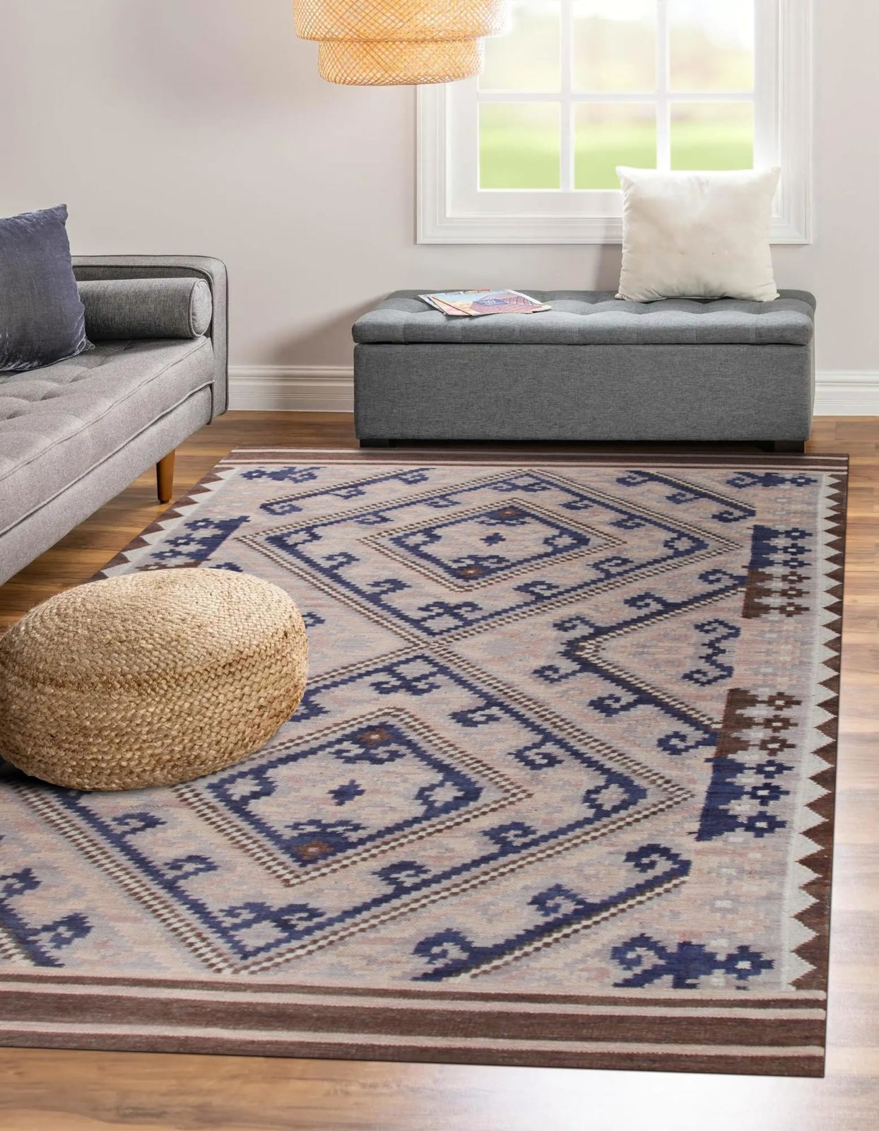 Primary image for EORC OT103BN5X8 Hand Knotted Wool Modern Knot Rug, 5' x 8', Brown Area Rug