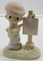 *R7) Precious Moments 1986 Samuel Butcher "Loving You Dear Valentine" Figurine - $11.87