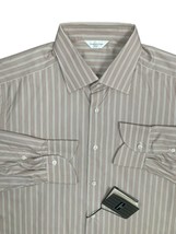 NEW Ermenegildo Zegna Couture XXX Dress Shirt! 18.5 47  Silk Cotton Brown Stripe - $269.99