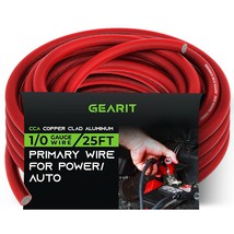 GearIT 1/0 Gauge Wire (25ft - Red Translucent) Copper Clad Aluminum CCA - Primar - £54.28 GBP