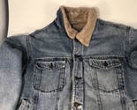 Vintage Guide Series Denim Sherpa Button Up Jacket M w/ Distress - £17.35 GBP