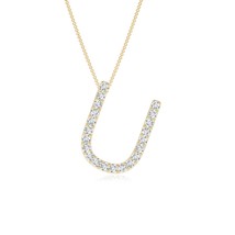 ANGARA Lab-Grown 0.17Ct Diamond Capital &quot;U&quot; Initial Pendant Necklace in 14K Gold - £525.48 GBP