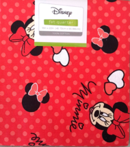 Disney Fat Quarter  Minnie Mouse Red Hearts Bows Polka Dots Crafts Quilt Sewing - £6.98 GBP